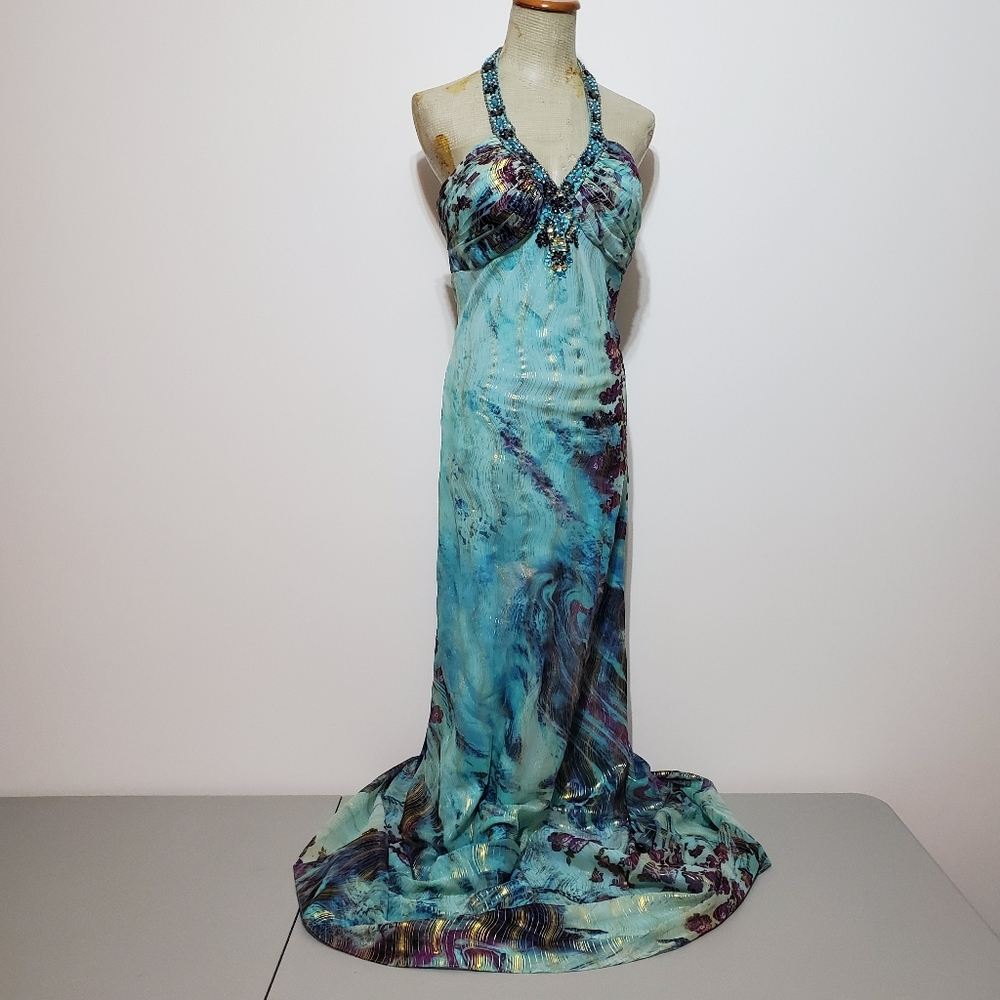 Size 8 NWT halter strap beaded dress from …